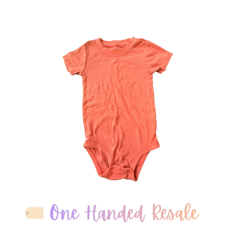 🍊 Carter's Solid Orange Kids Unisex Bodysuit Onesie Name Stamped Boys Girls 24M